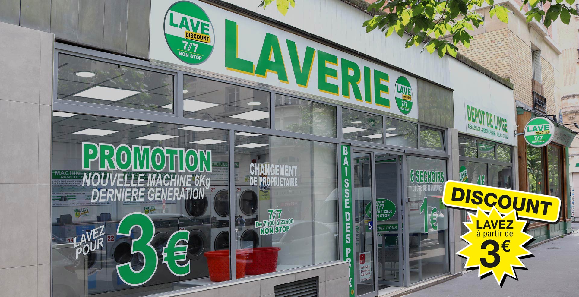 Laverie Automatique rue de Prague 75012 paris avec 8 Machines à laver et 7 séchoirs